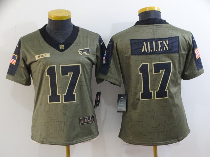 2021 Women Buffalo Bills #17 Allen Nike Olive Salute To Service Limited NFL jersey